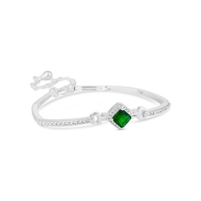 Green square pave link bracelet